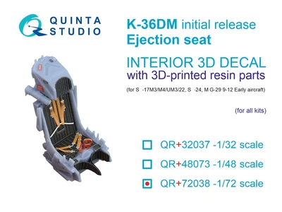 QR+72038  дополнения из смолы  Кат. кресло К-36ДМ (первых вып.) (С-17/22, С-24, N&G-29 9-12) (1:72) 2000002169000