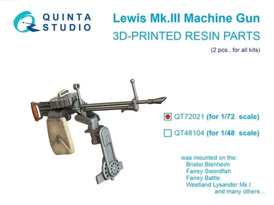 QT72021  дополнения из смолы  Авиационный пулемет Lewis Mk.III, 2 шт (для всех моделей)  (1:72) 2000002191803