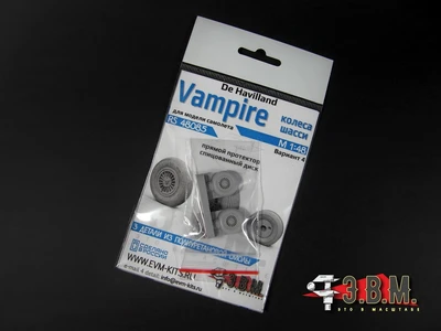 RS48085  дополнения из смолы  Колеса шасси DH Vampire Тип-4 (прямой протектор, спицованый)  (1:48) 2000002173243