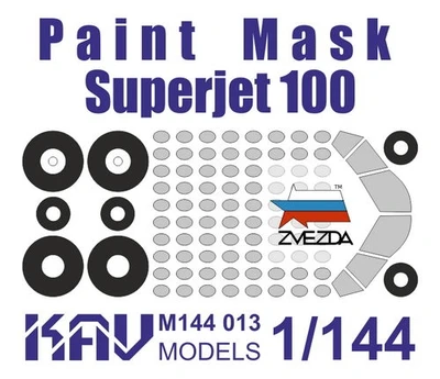 KAV M144 013  инструменты для работы с краской  Окрасочная маска на Superjet 100 (Звезда)  (1:144) 2000000173535