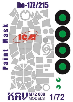 KAV M72 008  инструменты для работы с краской  Окрасочная маска Do-17Z/215 (ICM)  (1:72) 2000000175034