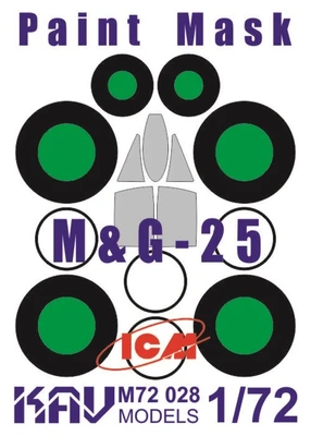 KAV M72 028  инструменты для работы с краской  Маска на остекление M&G-25 (ICM)  (1:72) 2000000175201