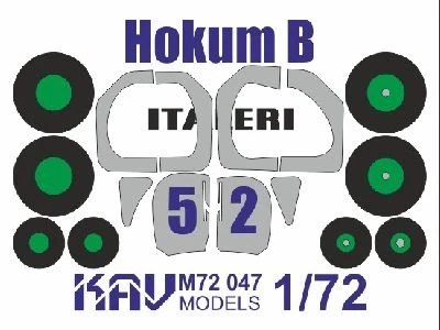 KAV M72 047  инструменты для работы с краской  Окрасочная маска K@-52 (Italeri / Моделист)  (1:72) 2000000175386
