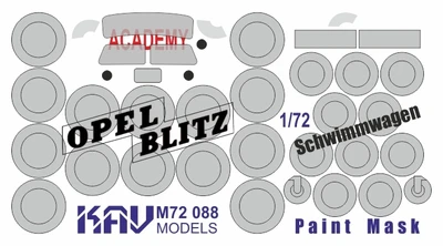 KAV M72 088  инструменты для работы с краской  Маска Opel Blitz & Schwimmwagen (Academy)  (1:72) 2000002156994