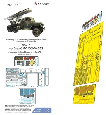 МД 035576  фототравление  БМ-13 на базе GMC (HobbyBoss)  (1:35) 2000002171942