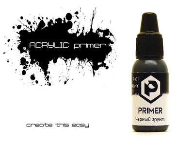 P01  грунтовка  Pacific88 Грунт ACRYLIC Черный (Black primer) 10мл., арт.P01 4670404187216
