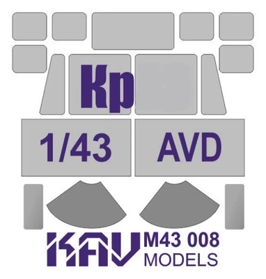 KAV M43 008  инструменты для работы с краской  Маска на остекление Кр@З-214/255 (AVD)  (1:43) 2000000174525