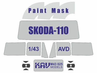 KAV M43 025  инструменты для работы с краской  Маска на остекление SKODA-110 (AVD)  (1:43) 2000000190365