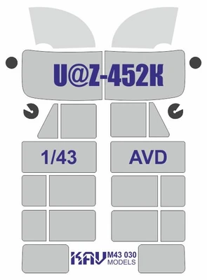 KAV M43 030   инструменты для работы с краской  Маска на остекление У@З-452К (AVD)  (1:43) 2000000222271