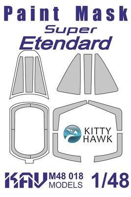 KAV M48 018  инструменты для работы с краской  Маска на остекление SuperEtendard(Kitty Hawk)  (1:48) 2000000174723