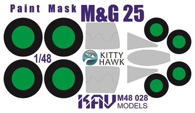 KAV M48 028  инструменты для работы с краской  Окрасочная маска M&G-25 (Kitty Hawk)  (1:48) 2000000174815