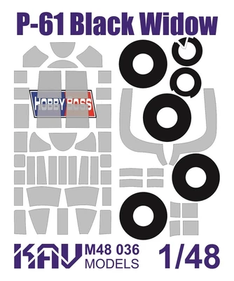 KAV M48 036  инструменты для работы с краской  Маска P-61 Black Widow (Hobby Boss)  (1:48) 2000000174884