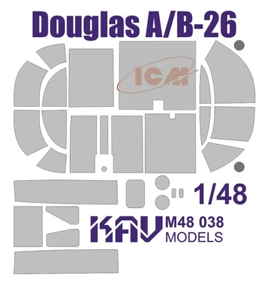 KAV M48 038  инструменты для работы с краской  Окрасочная маска Douglas A/B-26 (ICM)  (1:48) 2000000174907