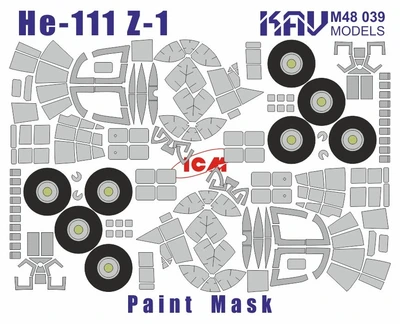 KAV M48 039  инструменты для работы с краской  Маска на остекление He-111Z-1 (ICM)  (1:48) 2000000174914