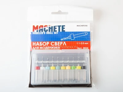 0024  ручной инструмент  Набор сверл для моделизма 1.1-2.0 мм 4694401000538