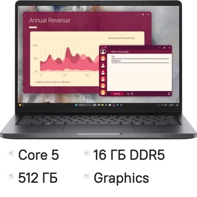 Ноутбук Dell Pro 14 PC14250, 14", IPS, Intel Core 5 220U 1.4ГГц, 10-ядерный, 16ГБ DDR5, 512ГБ SSD,  Intel Graphics, Linux,  серый [pro14-5652] 2151252