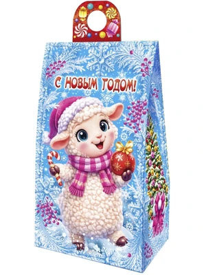 Новогодний подарок Овечка с шаром (картон) 450г 064у