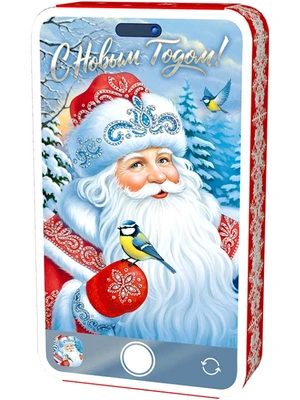 Новогодний подарок Смартфон Морозко (картон) с анимацией 400г 017у