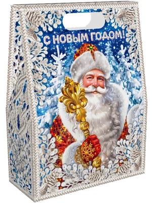 Новогодний подарок Сумочка большая Посох (картон) 1300г 090у