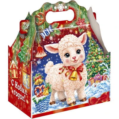 Новогодний подарок Ларец Овечка (плотный картон) 1200г 224у