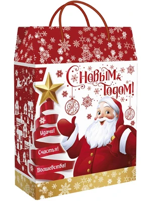 Новогодний подарок Красно-белый (плотный картон) 3000г 155у