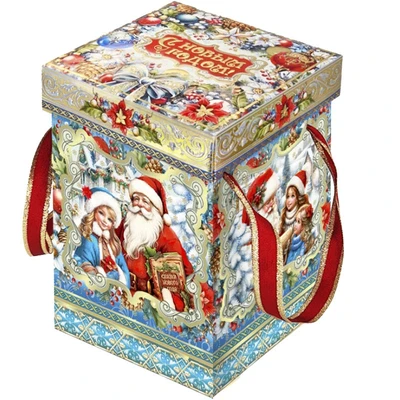 Новогодний подарок Куб Сказочники (картон премиум) 1500г 351у