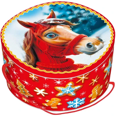 Новогодний подарок Шкатулка Морозная прогулка (жесть) 400г 242
