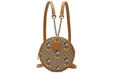 Рюкзак Gucci Disney с Микки Маусом, круглый, из ткани GG Supreme с кожаными деталями 26463956