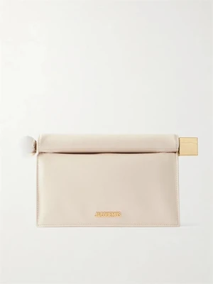 Маленький кожаный клатч Pochette с украшениями JACQUEMUS, белый 47323663