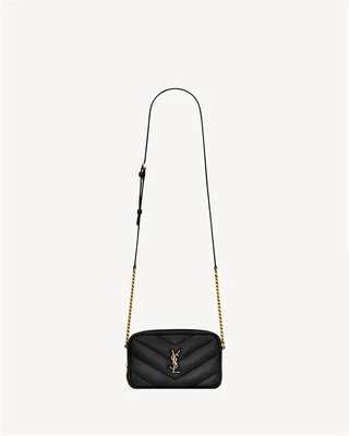 Мини-сумка-камера LOULOU из ягнячьей кожи SAINT LAURENT, черный 47369636