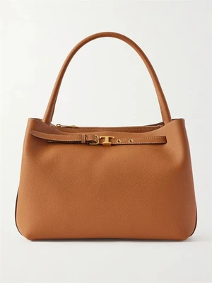 Маленькая сумка-тоут из текстурированной кожи с ремнем TOD'S, коричневый 47338377