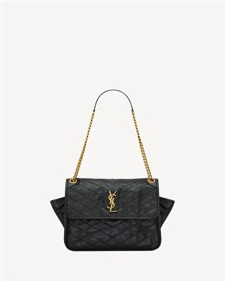 NIKI TRIPOUCH из винтажной кожи SAINT LAURENT, черный 47372854