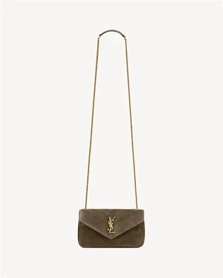 LOULOU MINI из замши SAINT LAURENT, коричневый 47368200