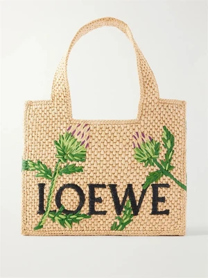 Маленькая вышитая рафия-сумка от Paula's Ibiza LOEWE, бежевый 47373348