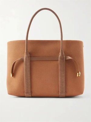 Большая сумка-тоут Ghiera из канвы с кожаной отделкой Loro Piana, коричневый 47338903