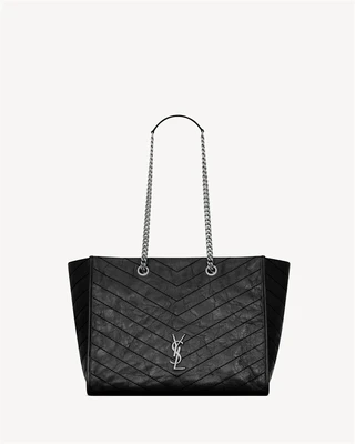 NIKI шоппер из винтажной кожи SAINT LAURENT, черный 47340107