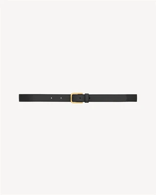Минималистичный ремень из гладкой кожи SAINT LAURENT, черный 47362570