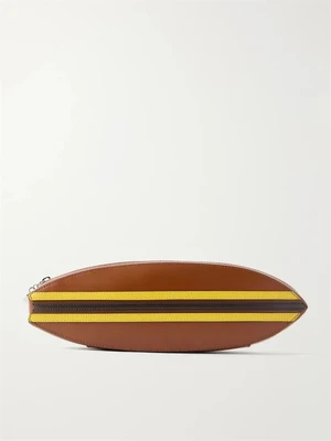 Клатч из кожи с полосками Surfboard STAUD, коричневый 47323787