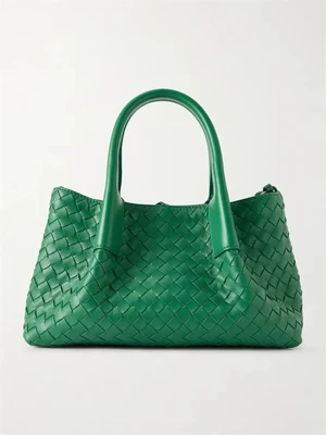 Сумка-тоут Pinacoteca small Intrecciato из кожи BOTTEGA VENETA, бирюзовый 47338126