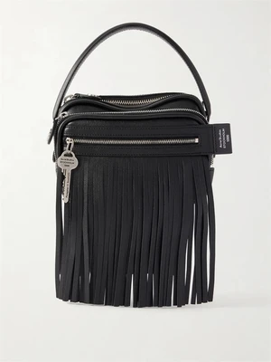 Кожаная сумка через плечо Camero Fringe Acne Studios, черный 47374914