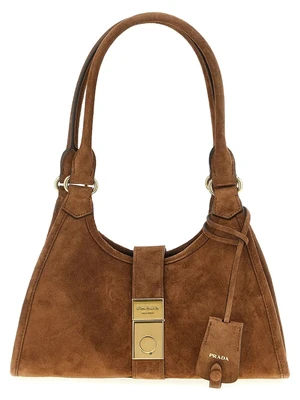 Маленькая замшевая сумка-тоут Prada, коричневый 47339190