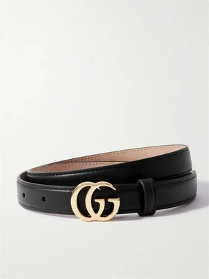 Ремень из кожи GG Marmont Flat GUCCI, черный 47346402