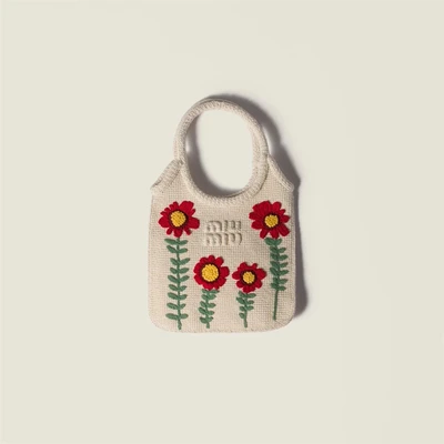 Сумка из хлопка с вышивкой Ivy MIU MIU, белый 47373851