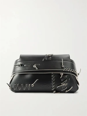 Плетеная кожаная сумка через плечо TOD'S, черный 47323770