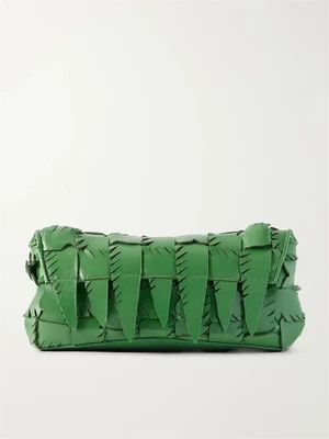 Клатч из плетеной кожи STAUD Leaf, зеленый 47323785