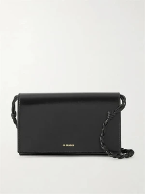Кожаная сумка через плечо Tangle JIL SANDER, черный 47344697