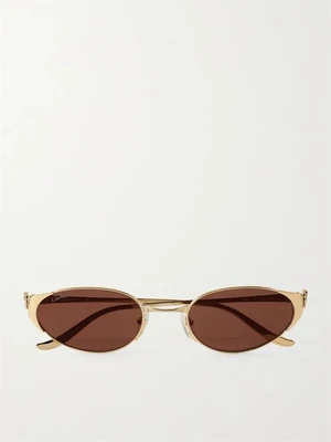 Солнцезащитные очки Panthère de Cartier овальной формы с золотистой оправой Cartier Eyewear, золотой 47348539