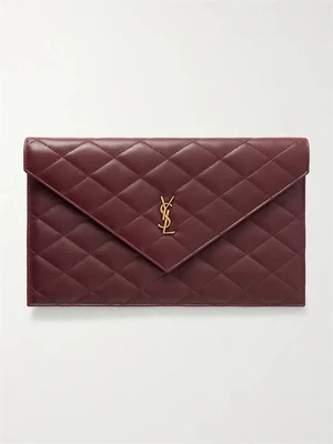 Клатч из стеганой кожи SAINT LAURENT, бордовый 47323789