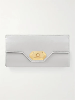 Маленький клатч Lanvin Invitation из атласа металлик, серебряный 47324041