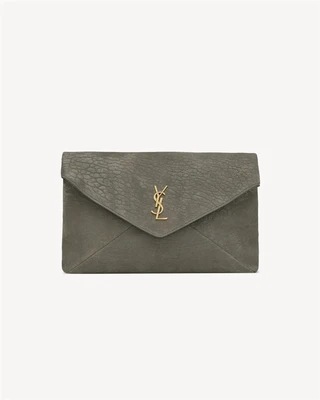 Большой конверт-клатч CASSANDRE из нубука SAINT LAURENT, серый 47324225